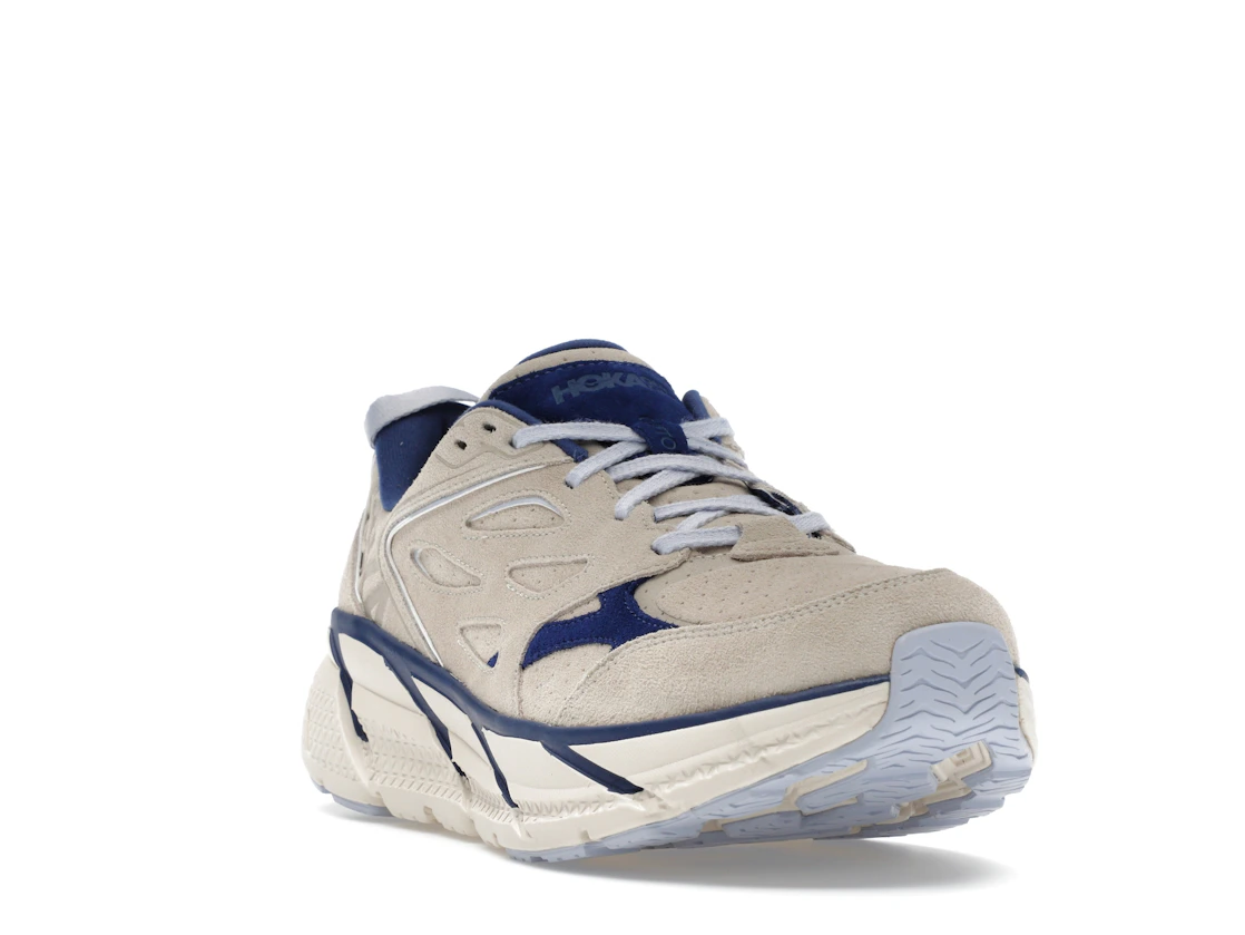 Hoka One One Clifton L Suede Oat Milk Bellwether Blue