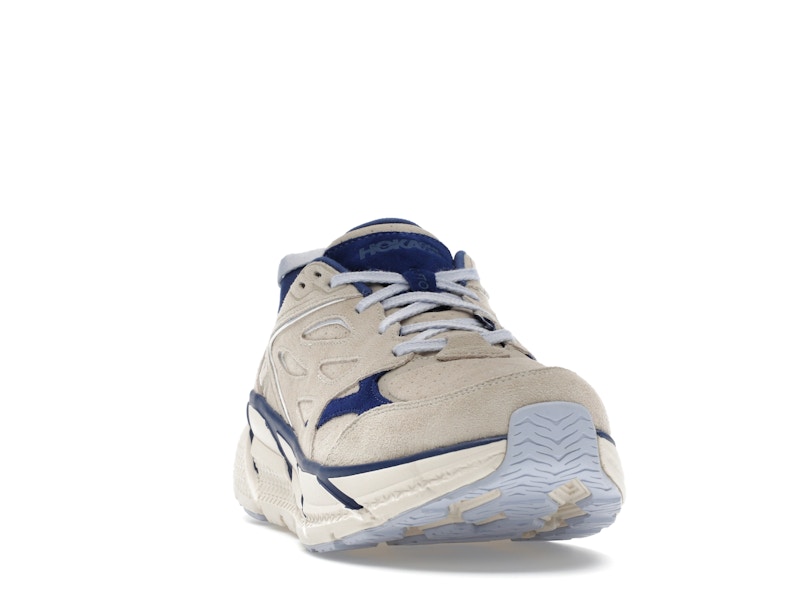 Hoka One One Clifton L Suede Oat Milk Bellwether Blue