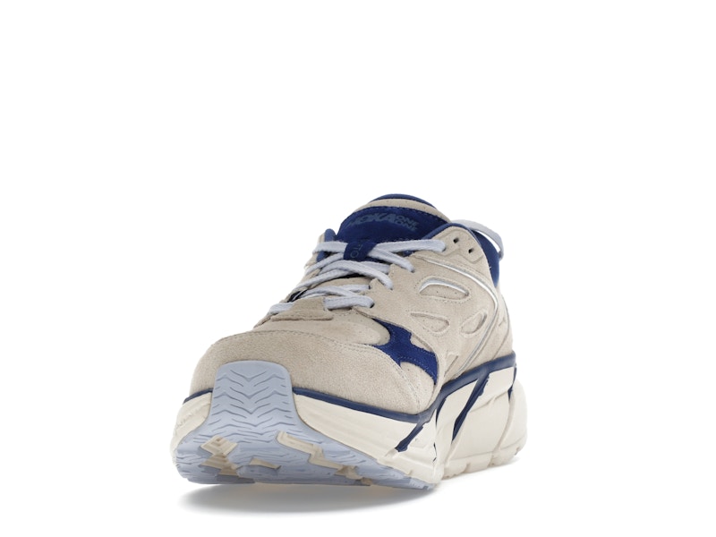 Hoka One One Clifton L Suede Oat Milk Bellwether Blue