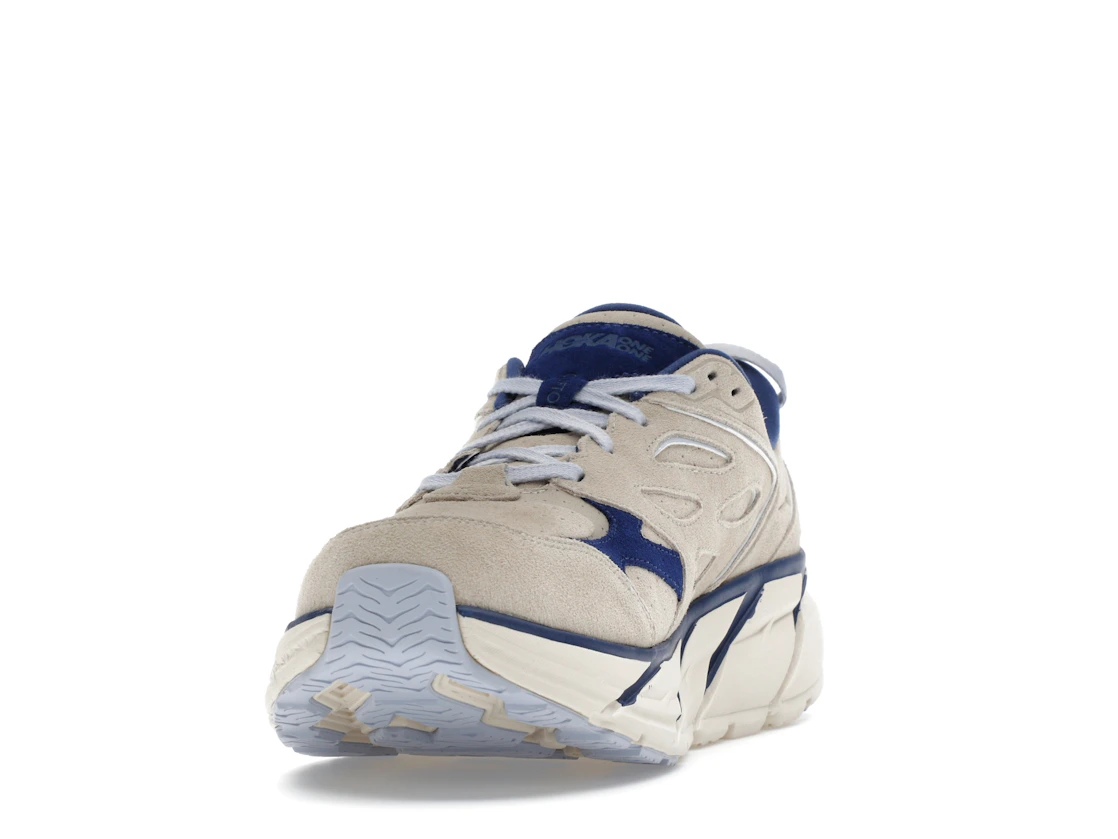 Hoka One One Clifton L Suede Oat Milk Bellwether Blue