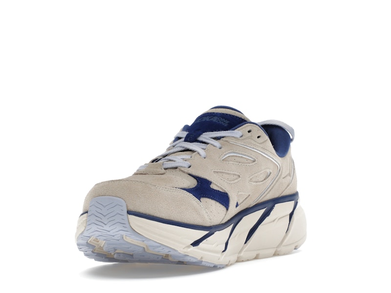 Hoka One One Clifton L Suede Oat Milk Bellwether Blue