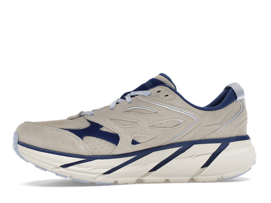 Hoka One One Clifton L Suede Oat Milk Bellwether Blue