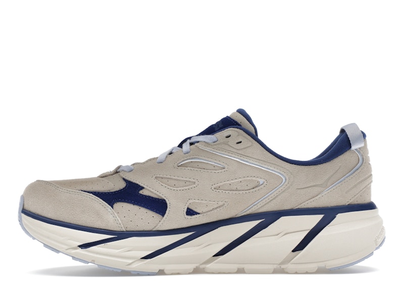 Hoka One One Clifton L Suede Oat Milk Bellwether Blue
