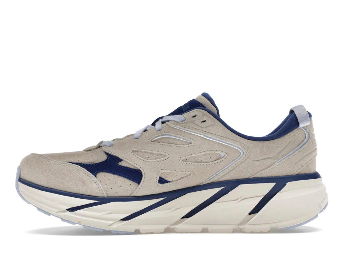 Hoka One One Clifton L Suede Oat Milk Bellwether Blue