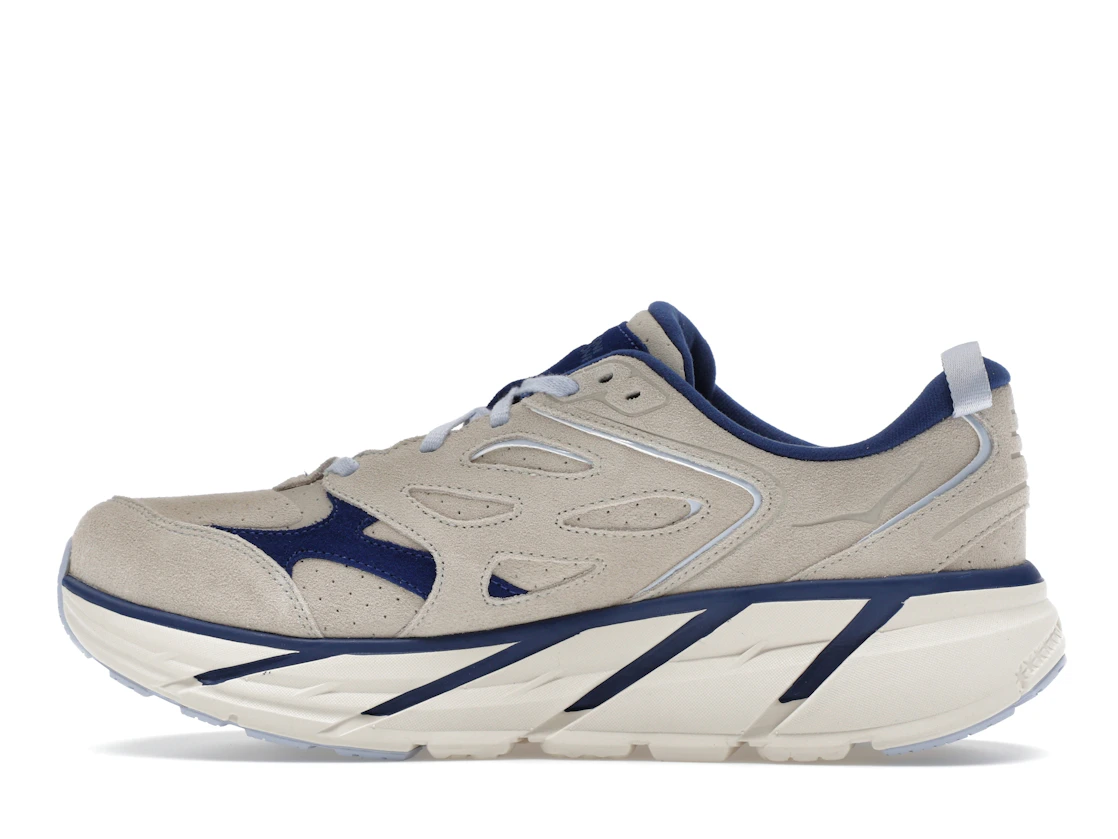 Hoka One One Clifton L Suede Oat Milk Bellwether Blue