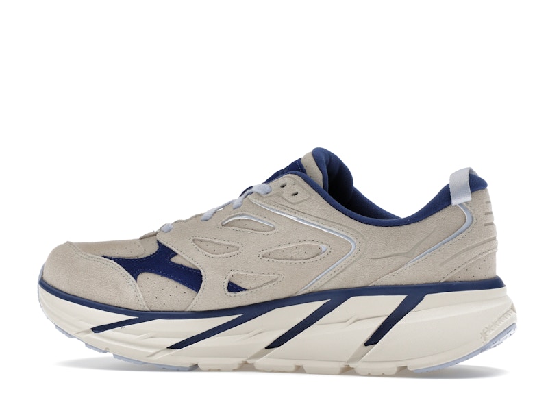 Hoka One One Clifton L Suede Oat Milk Bellwether Blue