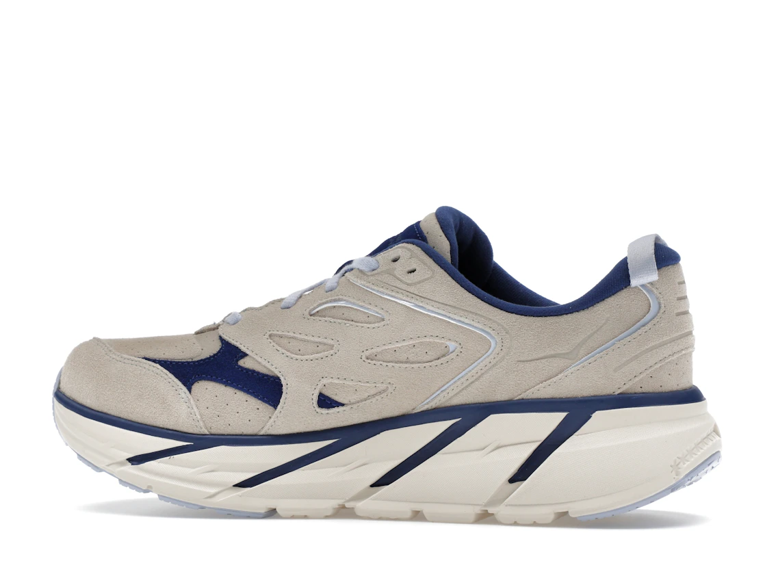 Hoka One One Clifton L Suede Oat Milk Bellwether Blue