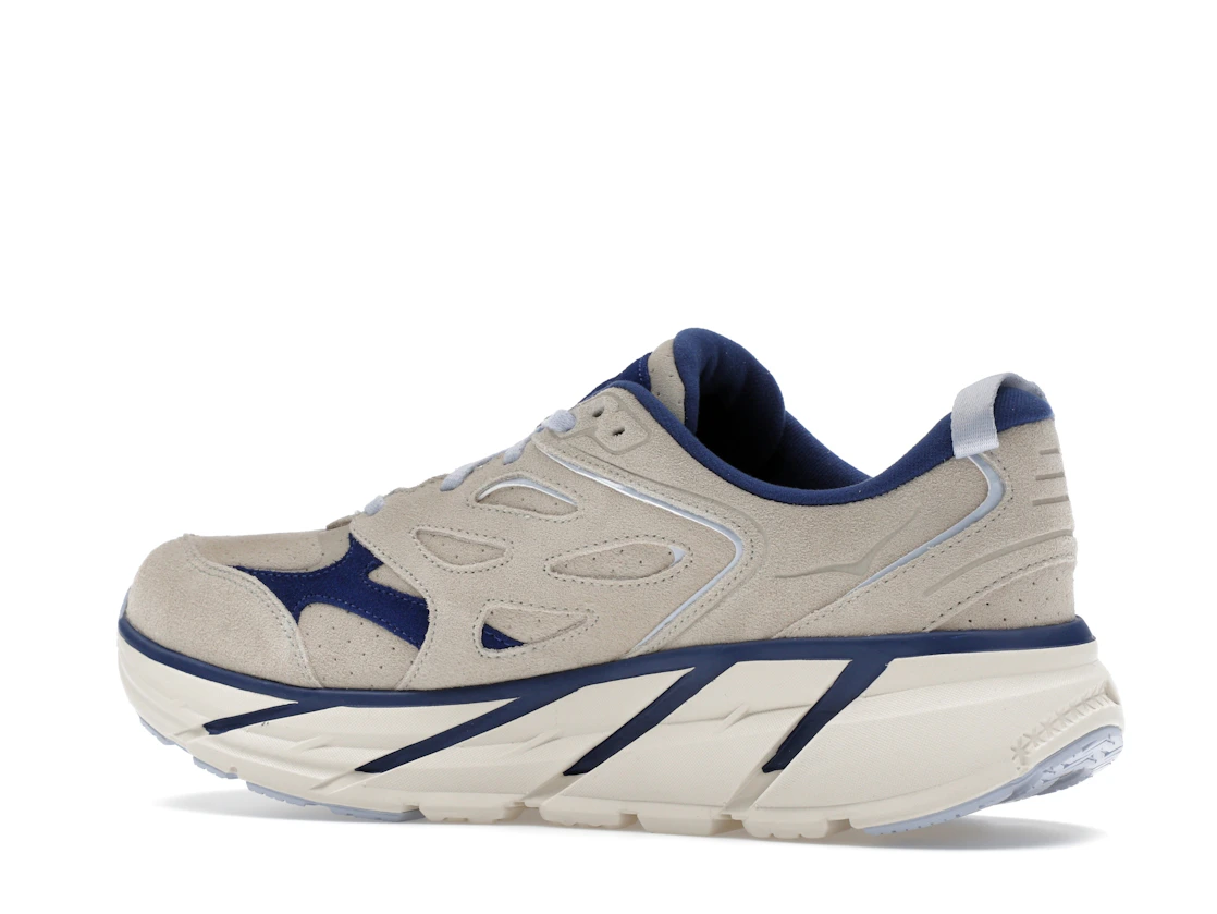 Hoka One One Clifton L Suede Oat Milk Bellwether Blue