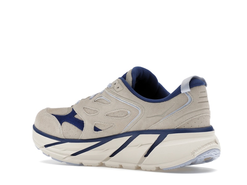 Hoka One One Clifton L Suede Oat Milk Bellwether Blue