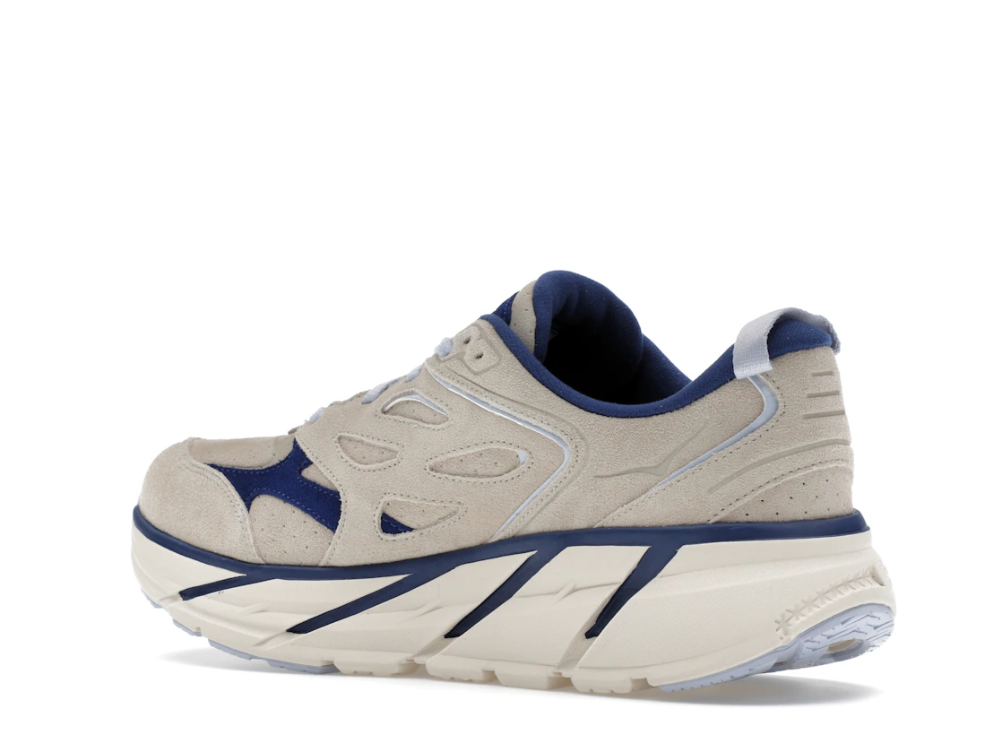 Hoka One One Clifton L Suede Oat Milk Bellwether Blue