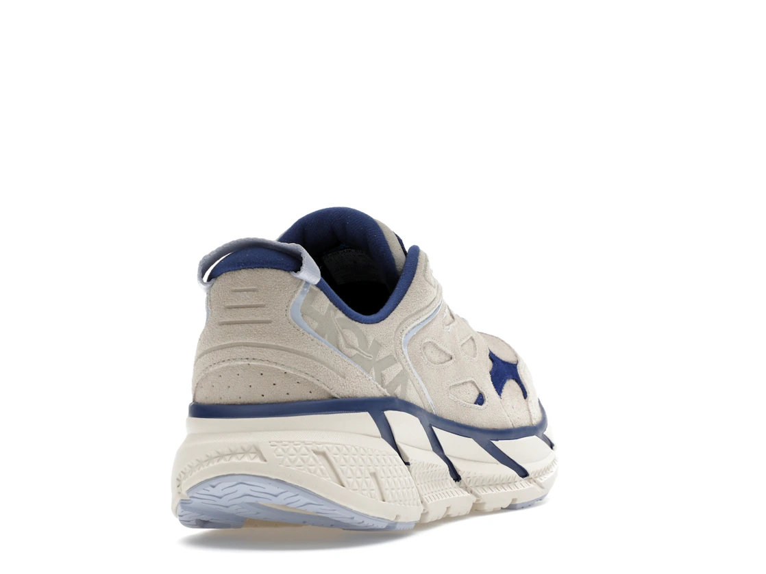 Hoka One One Clifton L Suede Oat Milk Bellwether Blue