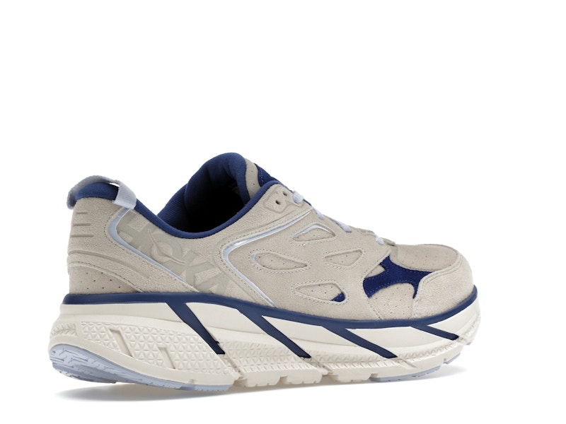 Hoka One One Clifton L Suede Oat Milk Bellwether Blue