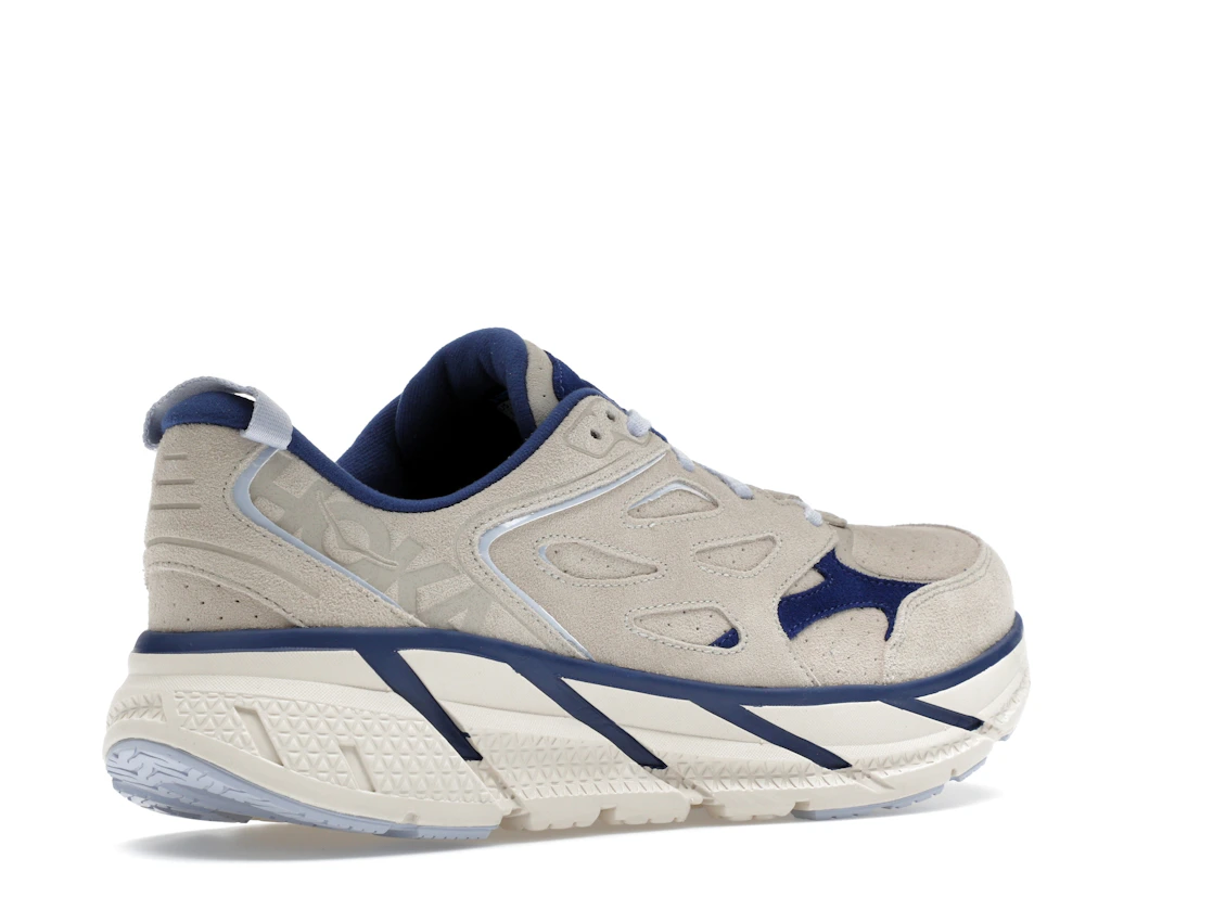 Hoka One One Clifton L Suede Oat Milk Bellwether Blue