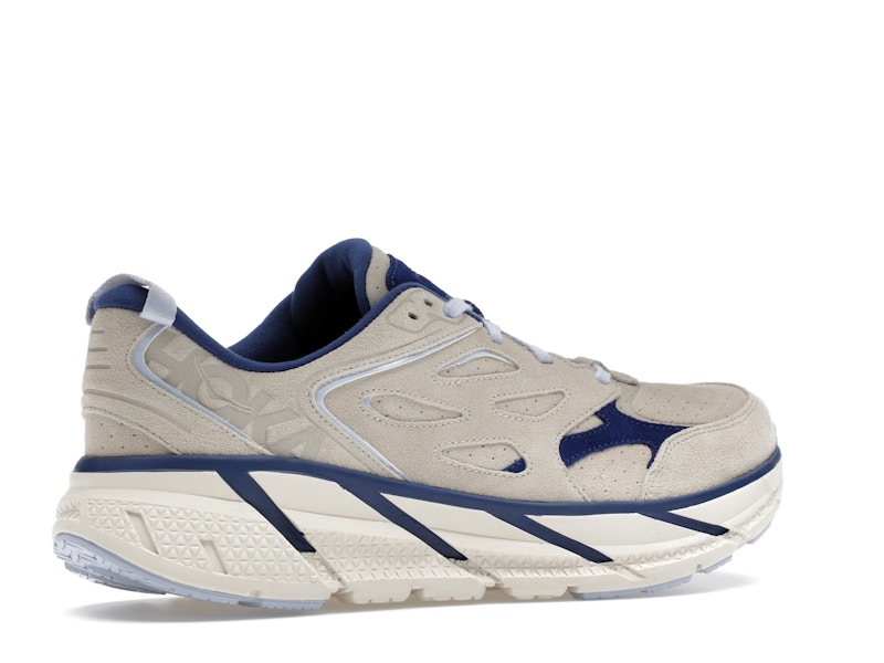 Hoka One One Clifton L Suede Oat Milk Bellwether Blue