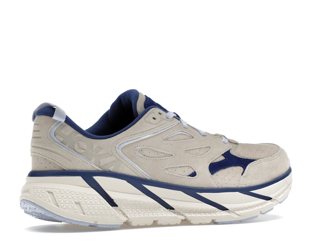 Hoka One One Clifton L Suede Oat Milk Bellwether Blue