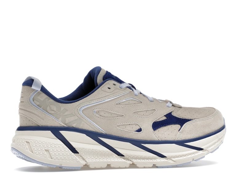 Hoka One One Clifton L Suede Oat Milk Bellwether Blue