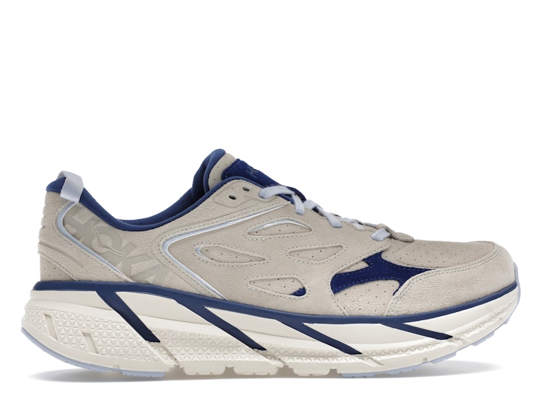 Hoka One One Clifton L Suede Oat Milk Bellwether Blue