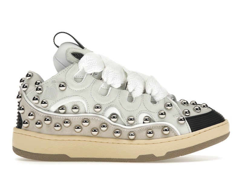 Lanvin Studded Leather Curb Sneaker White Women s