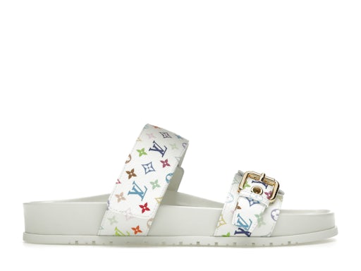 Louis Vuitton Bom Dia Flat Comfort Pantolette Takashi Murakami Weiß (Damen) 0