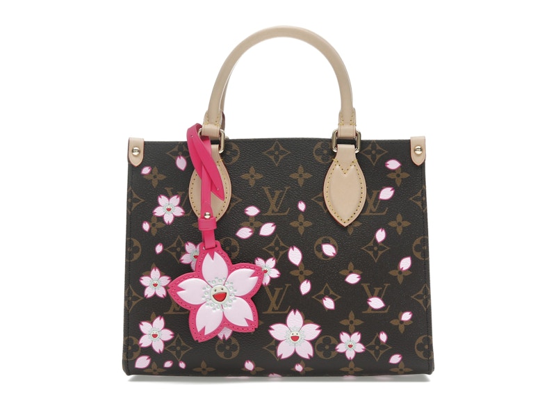Louis Vuitton x Takashi Murakami OnTheGo PM Sakura Brown in Coated