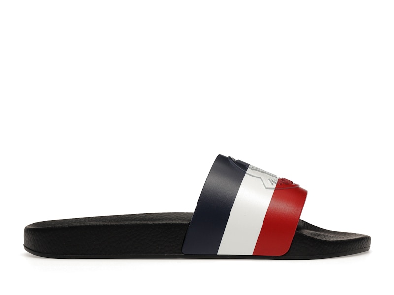 Moncler Basile Pool Slides Black Tricolour