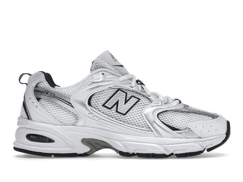 Womens White & Silver New Balance 530 Trainers