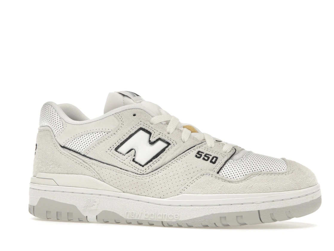 New Balance 550 White Perforated Leather Black