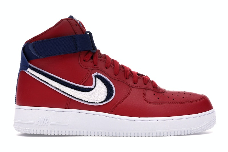 Nike Air Force 1 High 3D Chenille Swoosh Red White Blue Men s
