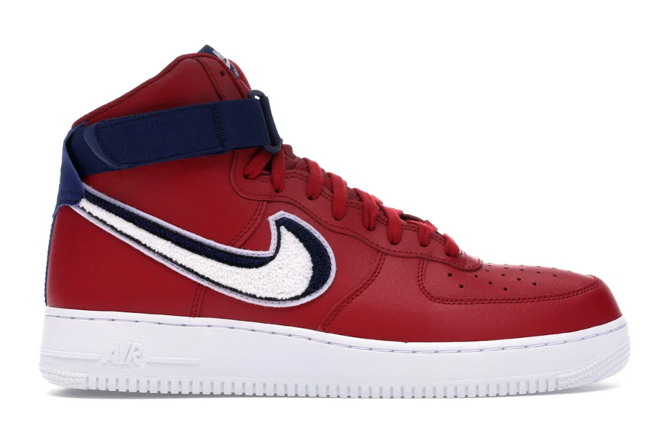 Nike Air Force 1 High 3D Chenille Swoosh Red White Blue 0