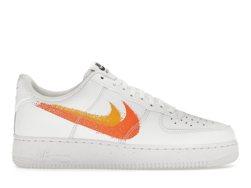 Nike Air Force 1 Low 07 Spray Paint Swoosh White Safety Orange Men s FJ4228 100 US