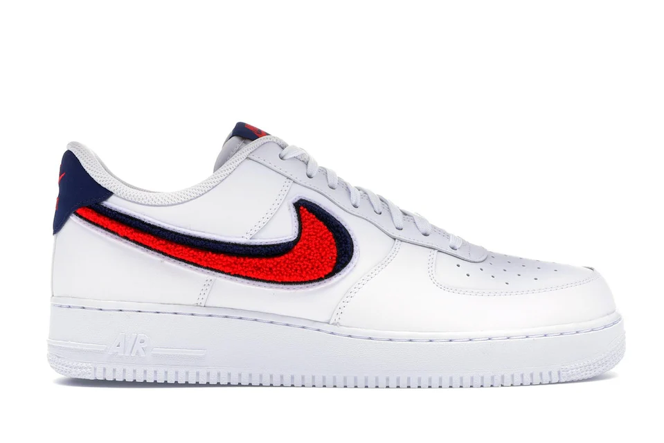 Nike Air Force 1 Low 3D Chenille Swoosh White Red Blue 0