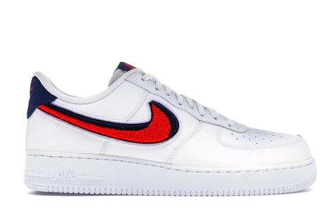 Nike Air Force Low 3D Chenille Swoosh White Red Blue Men's