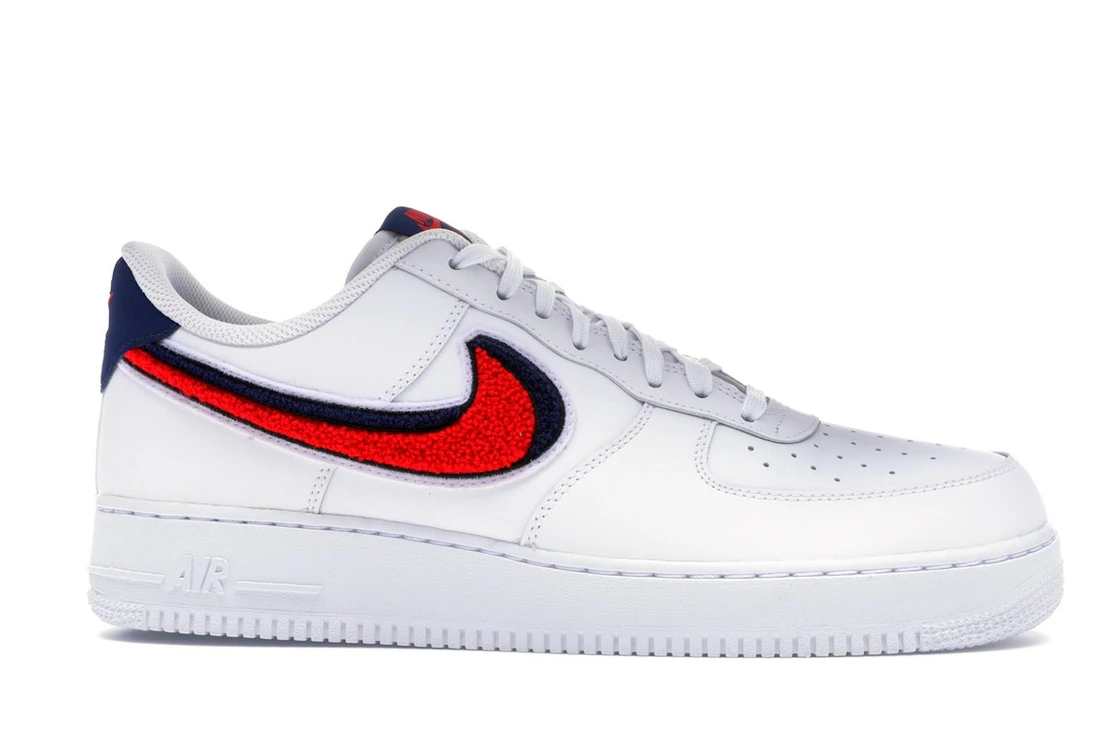 Nike Air Force 1 Low 3D Chenille Swoosh White Red Blue