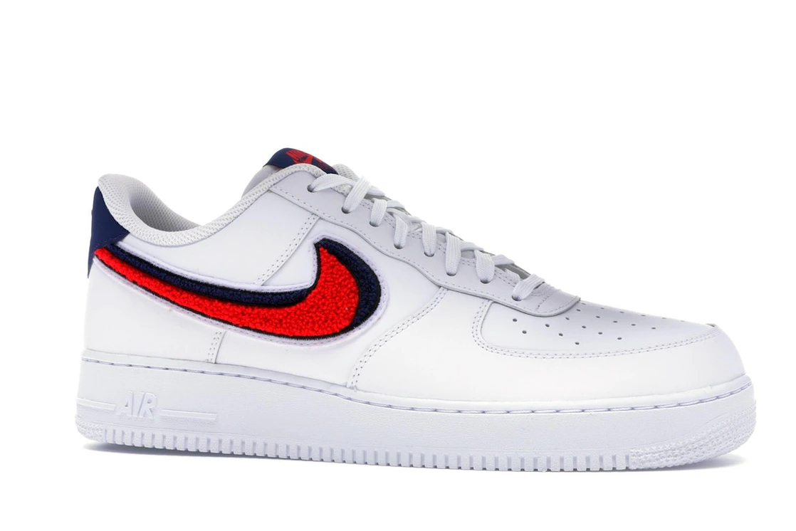 Nike Air Force 1 Low 3D Chenille Swoosh White Red Blue