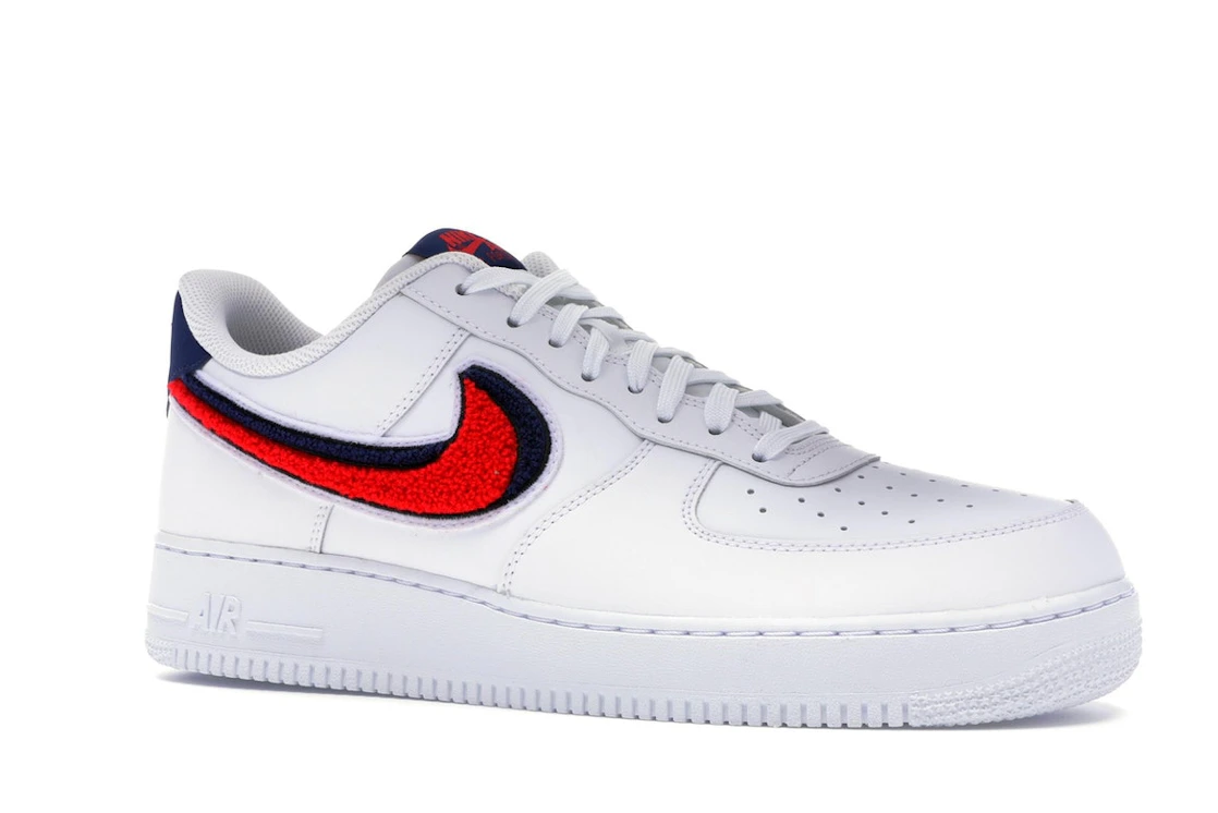 Nike Air Force 1 Low 3D Chenille Swoosh White Red Blue