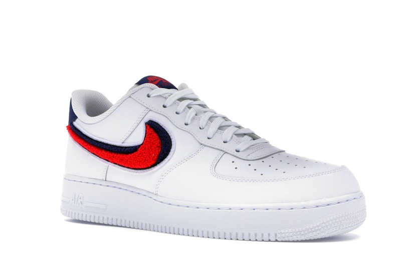 Nike Air Force 1 Low 3D Chenille Swoosh White Red Blue