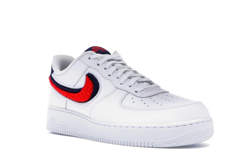 Nike Air Force 1 Low 3D Chenille Swoosh White Red Blue