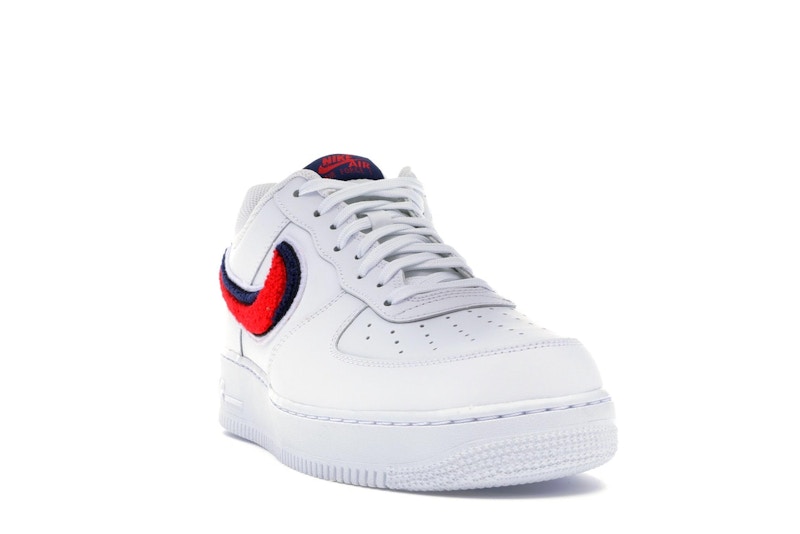 Nike Air Force 1 Low 3D Chenille Swoosh White Red Blue