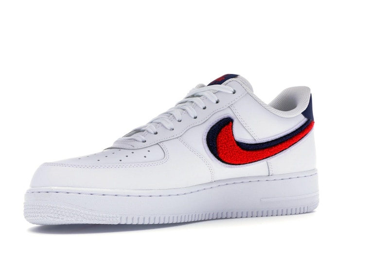 Nike Air Force 1 Low 3D Chenille Swoosh White Red Blue