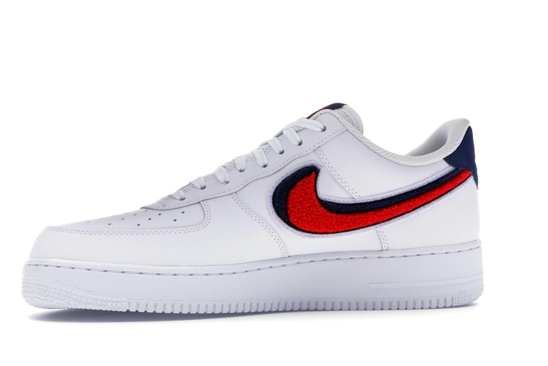 Nike Air Force 1 Low 3D Chenille Swoosh White Red Blue