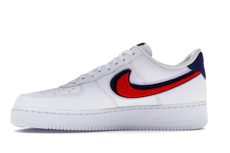 Nike Air Force 1 Low 3D Chenille Swoosh White Red Blue