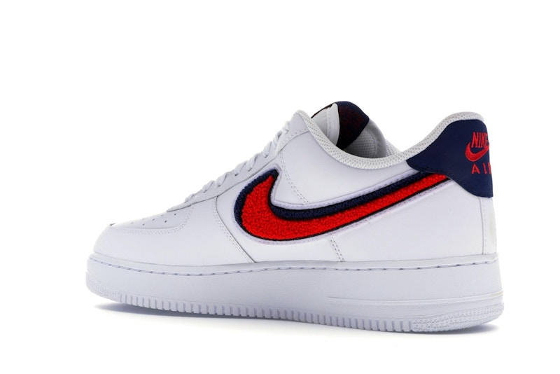 Nike Air Force 1 Low 3D Chenille Swoosh White Red Blue