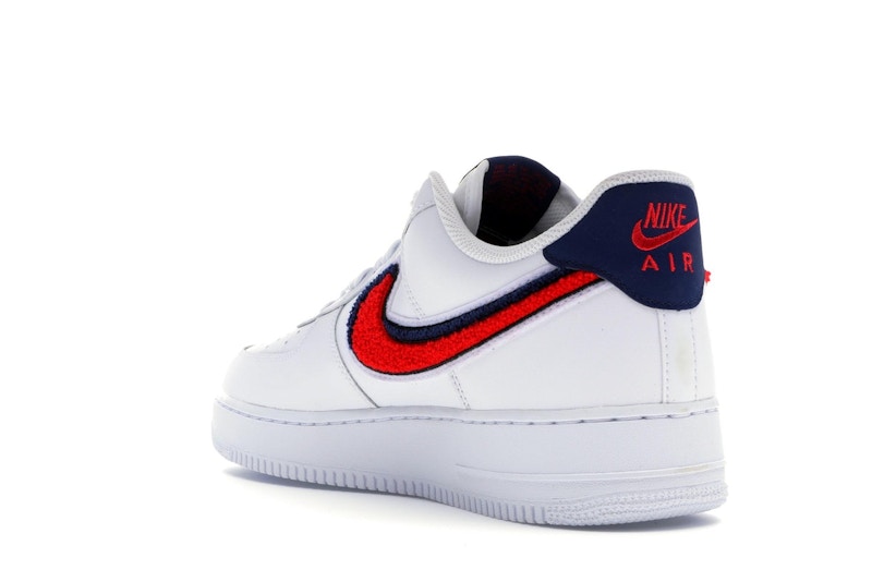 Nike Air Force 1 Low 3D Chenille Swoosh White Red Blue
