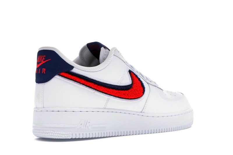 Nike Air Force 1 Low 3D Chenille Swoosh White Red Blue