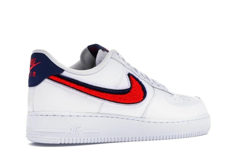 Nike Air Force 1 Low 3D Chenille Swoosh White Red Blue Nike Air Force 1 Low 3D Chenille Swoosh White Red Blue