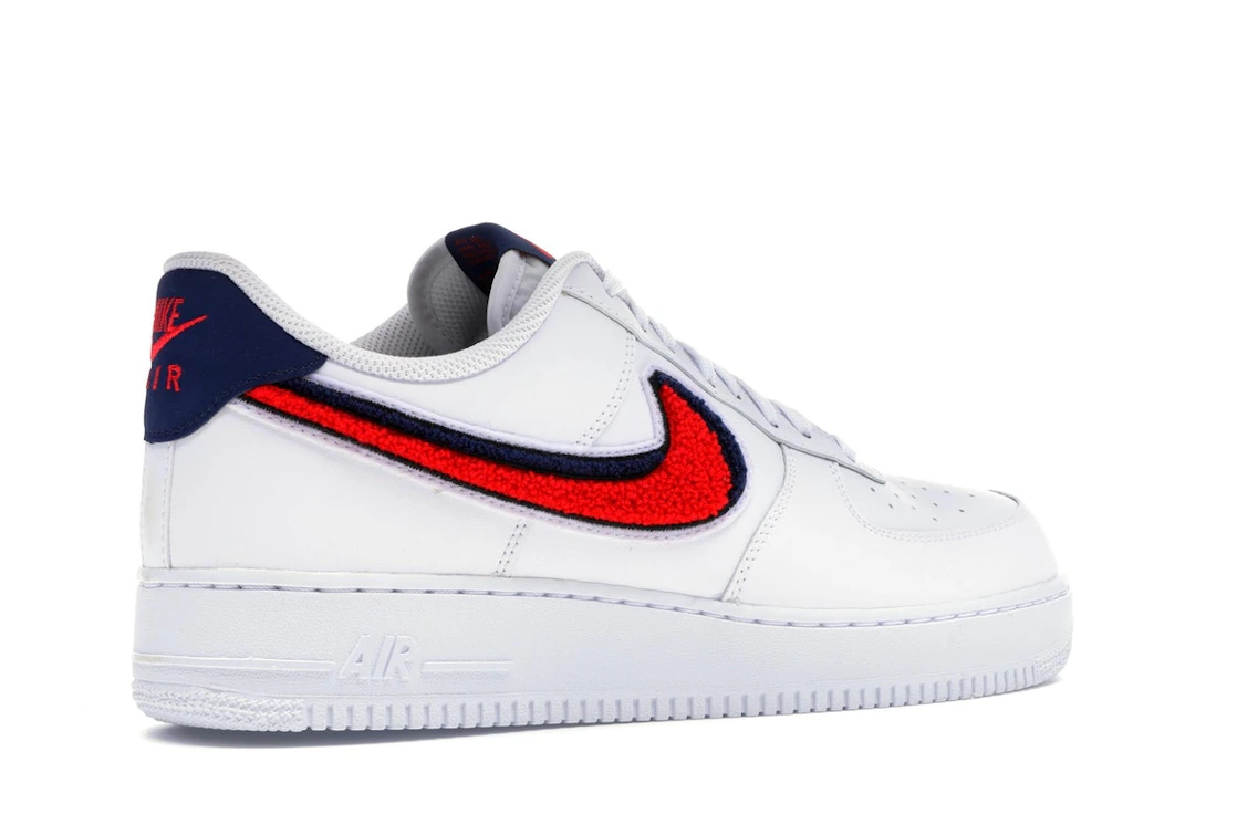 Nike Air Force 1 Low 3D Chenille Swoosh White Red Blue