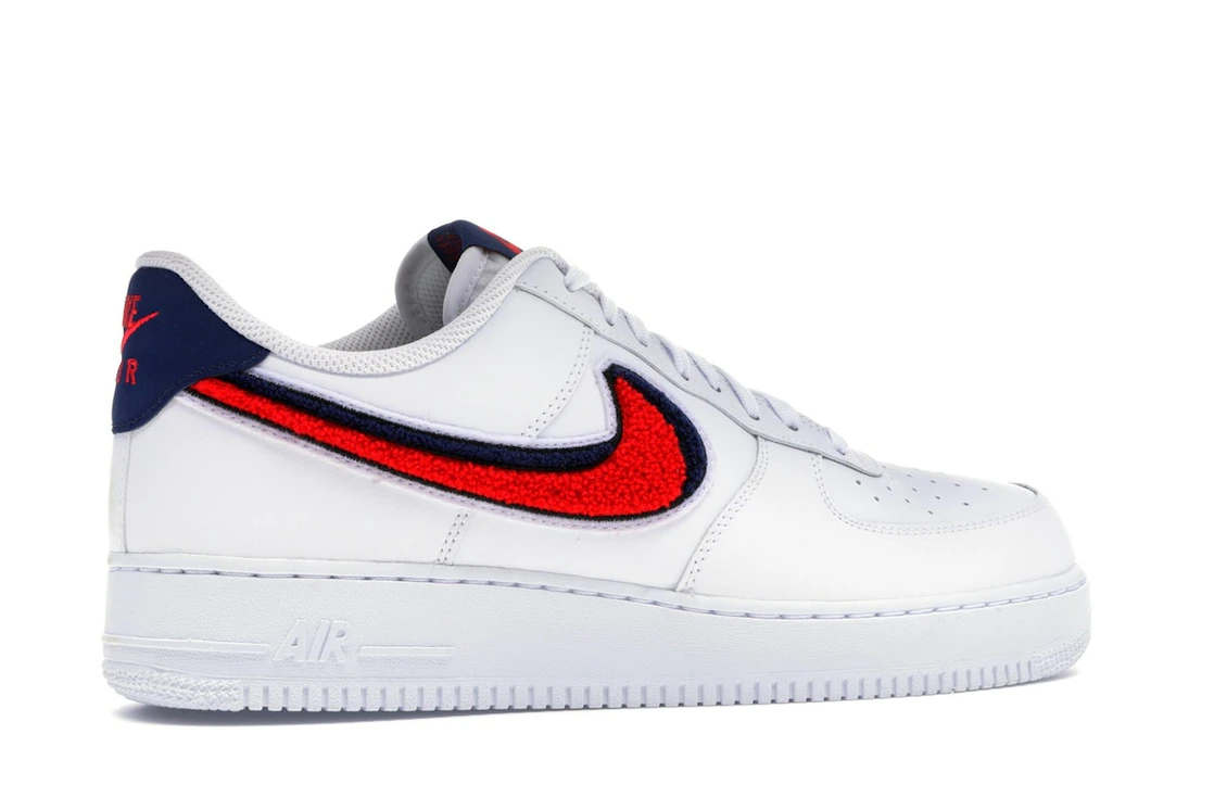 Nike Air Force 1 Low 3D Chenille Swoosh White Red Blue