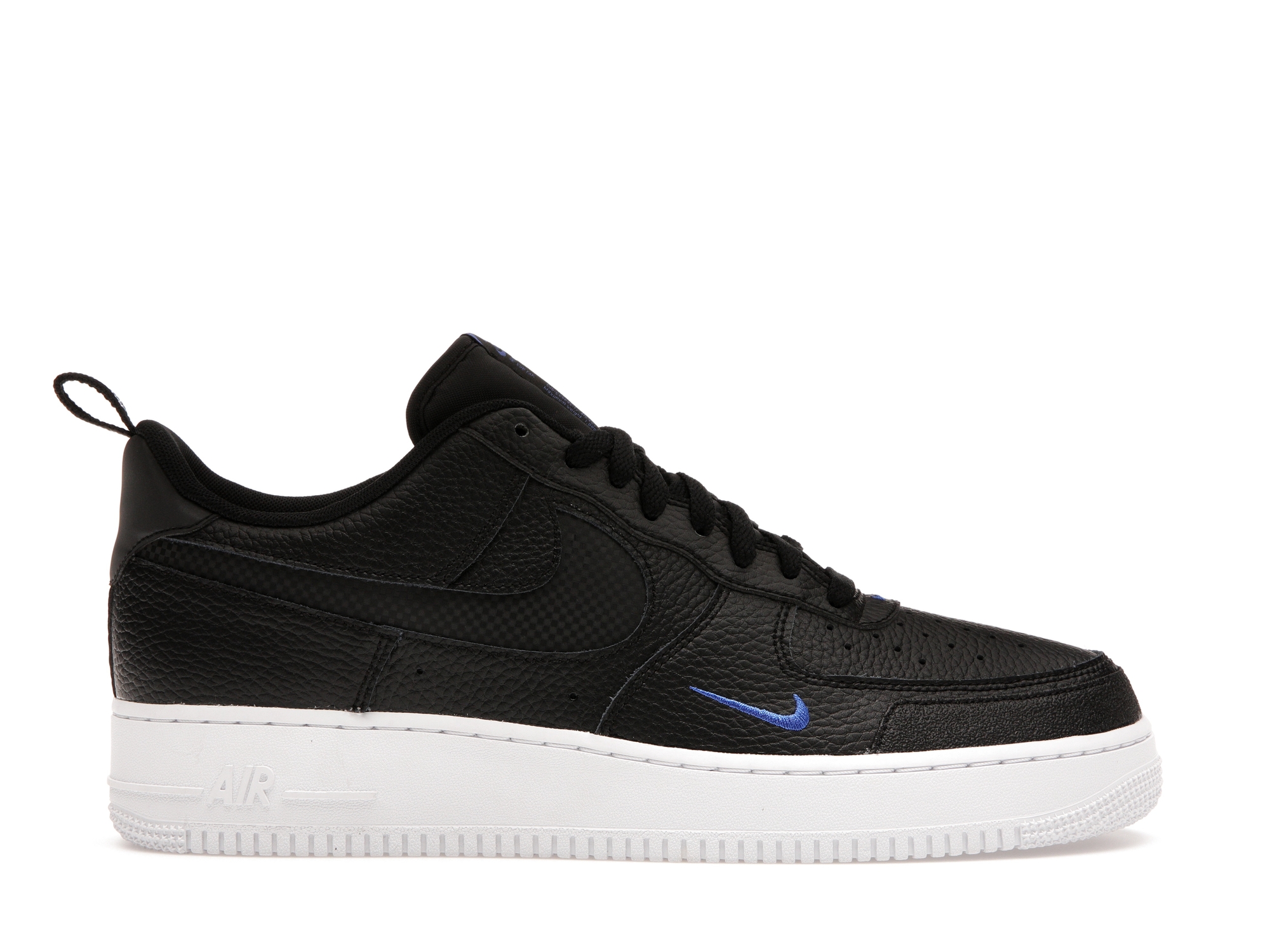 Nike Air Force 1 Low Cut Out Reflective Swoosh Black Blue