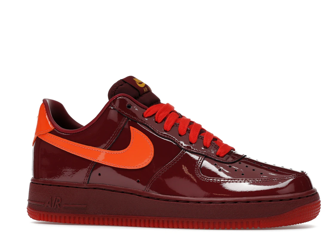 Nike Air Force 1 Low Patent Leather Dark Team Red Safety Orange