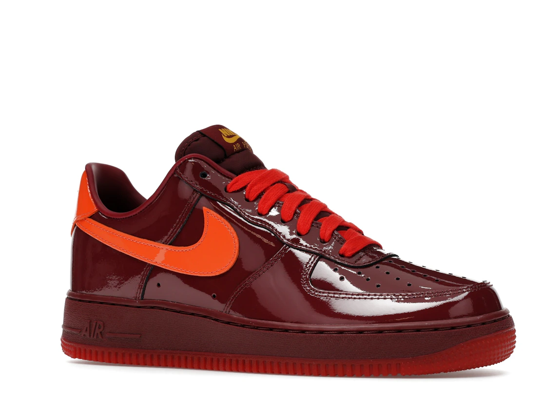 Nike Air Force 1 Low Patent Leather Dark Team Red Safety Orange